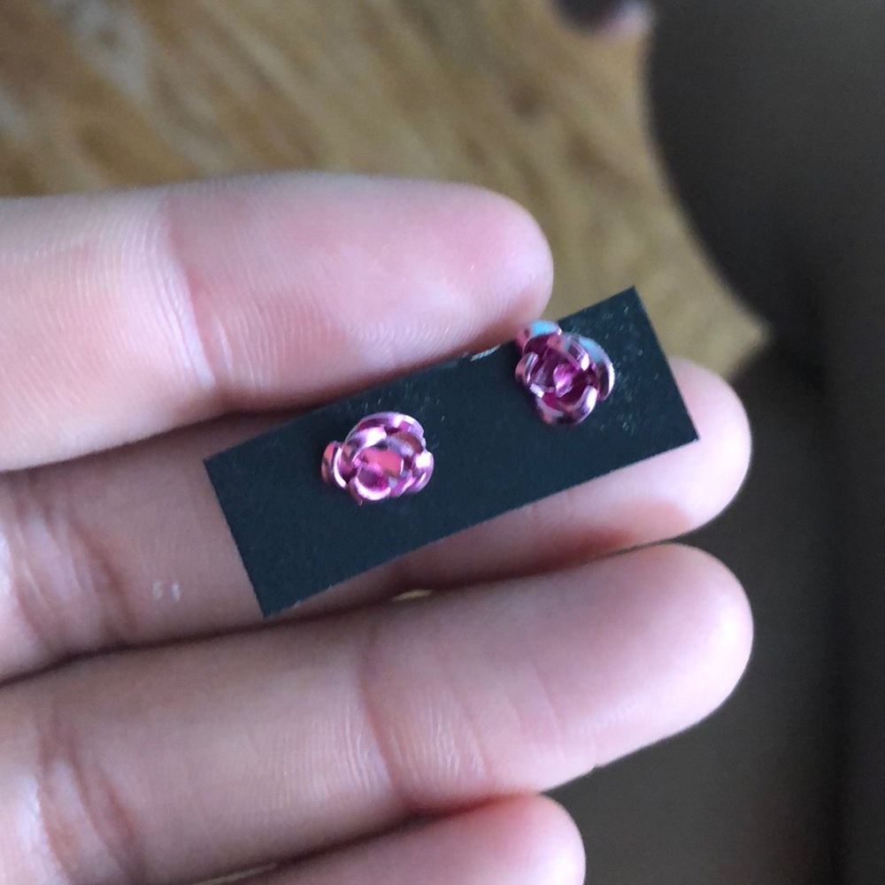 Pink Rose Earrings